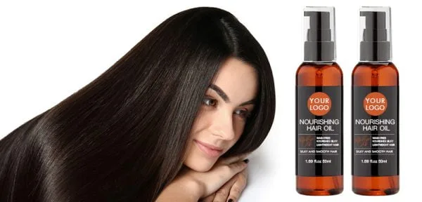Woman with private label hair oil products