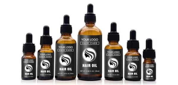 Private label hair oil bottles