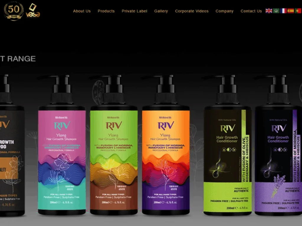 Vasa Cosmetics hair care product range