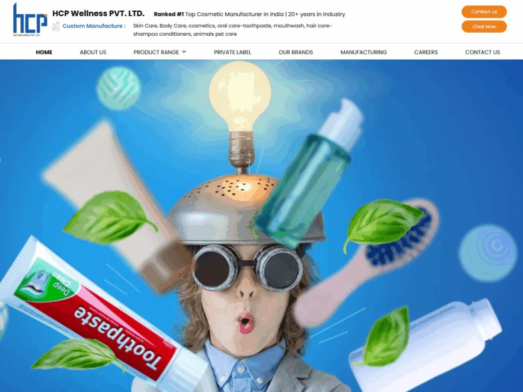 HCP Wellness personal care website