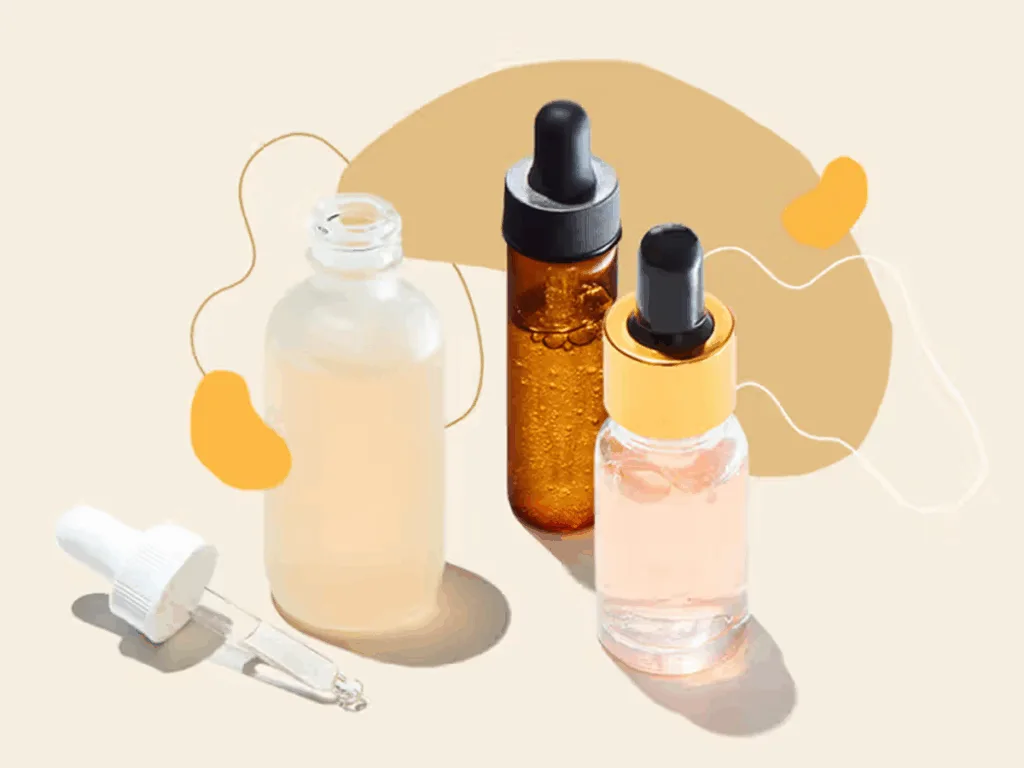 Skincare serum bottles