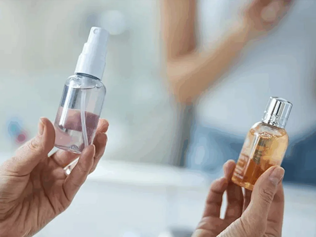 Skincare products in bottles