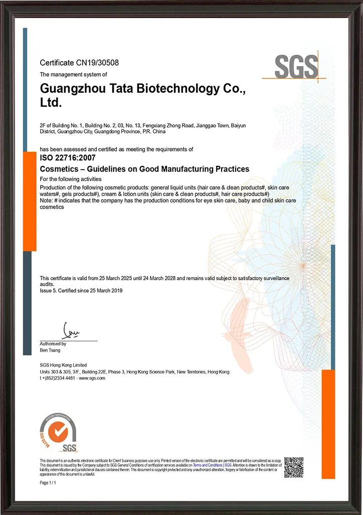 TT ISO 22716 certificate
